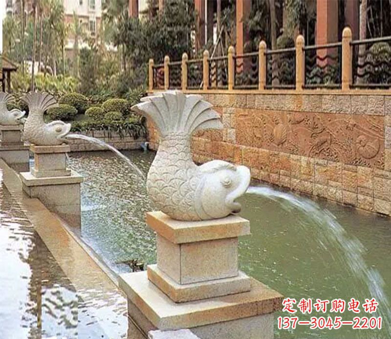 益阳园林鲤鱼喷泉景观石雕