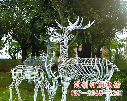 益阳园林镂空梅花鹿不锈钢景观雕塑