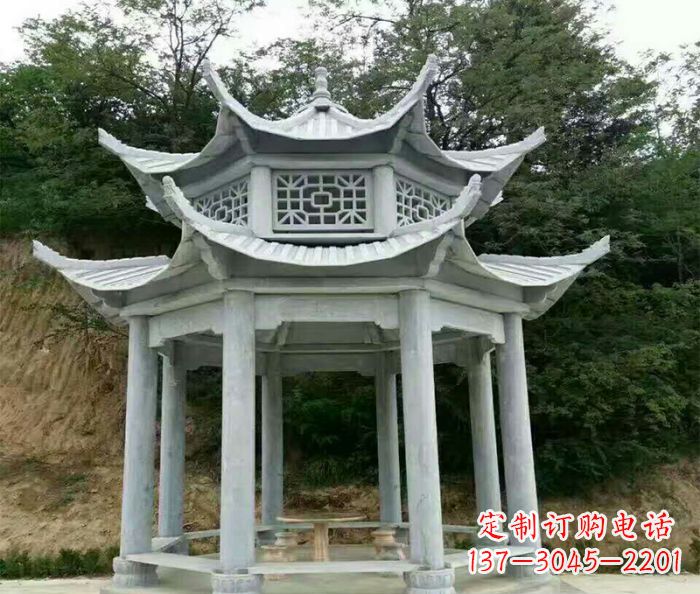 益阳园林双层凉亭石雕 (2)
