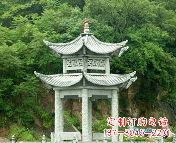 益阳园林双层六角石凉亭景观石雕