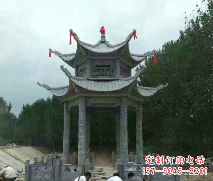 益阳园林双层凉亭石雕 (3)