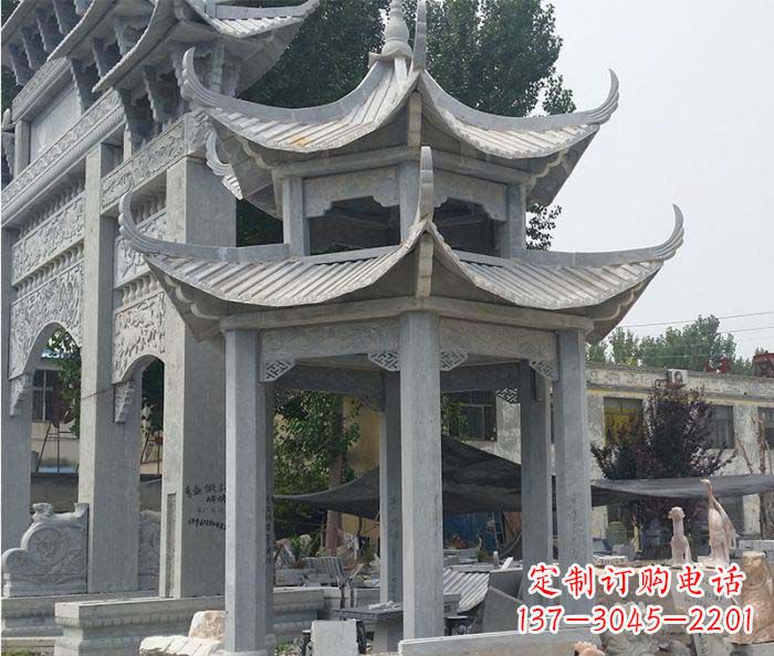 益阳园林双层石雕凉亭