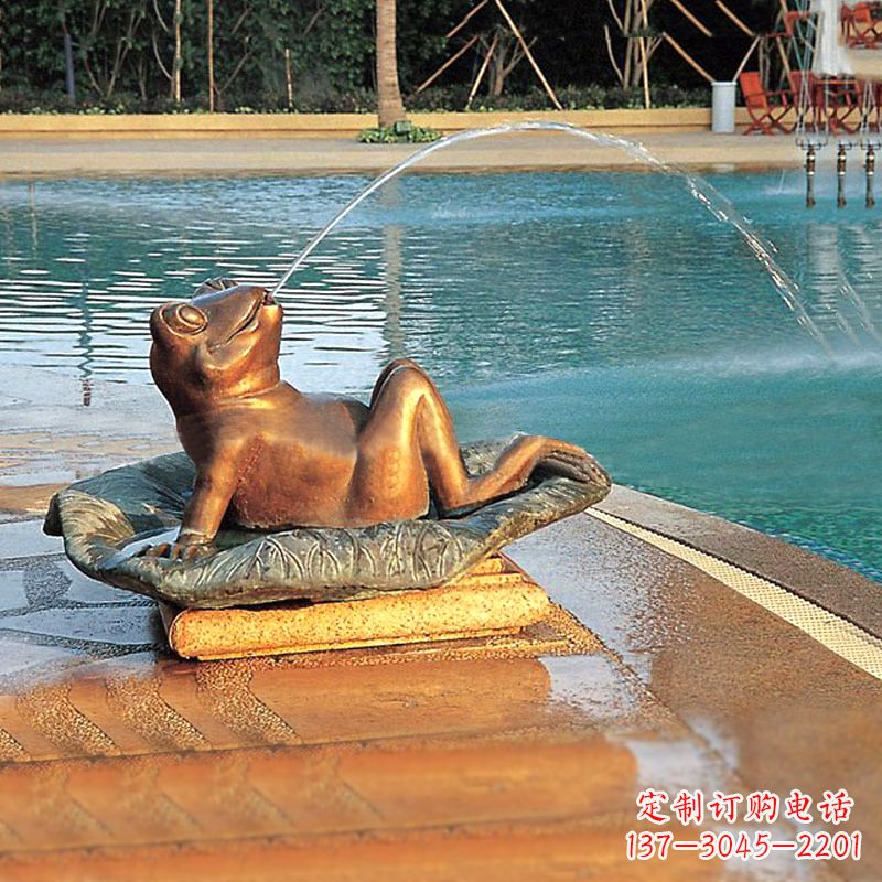 益阳园林水景池塘游泳馆喷水青蛙铜雕塑
