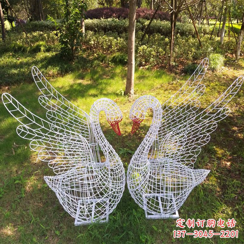 益阳展翅天鹅公园绿地铁艺动物摆件