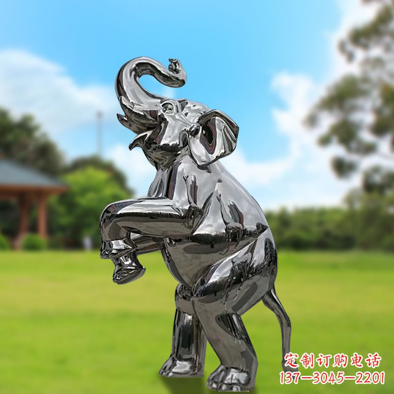 益阳站立的不锈钢小象雕塑