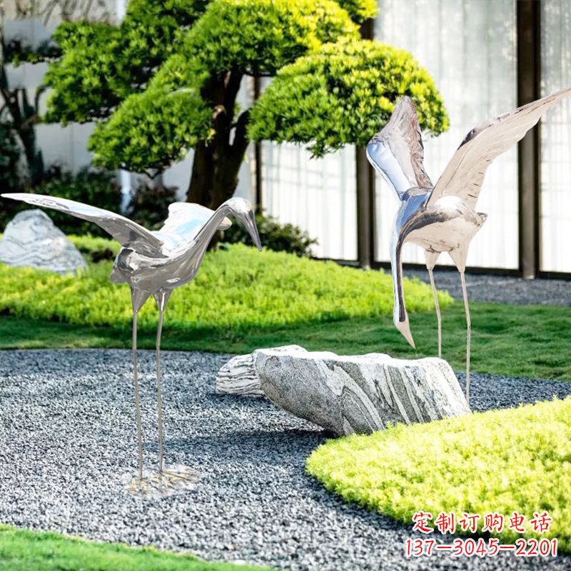 益阳长春不锈钢动物鹤雕塑
