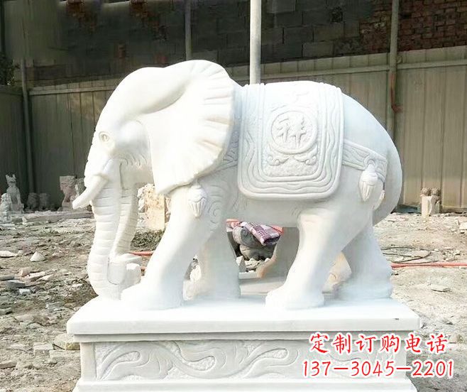 益阳招财动物汉白玉大象石雕 (3)