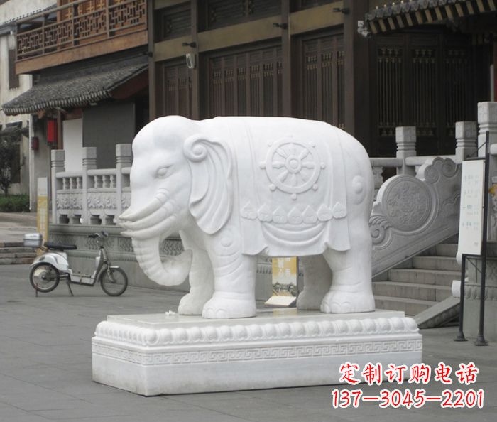 益阳招财动物汉白玉大象石雕