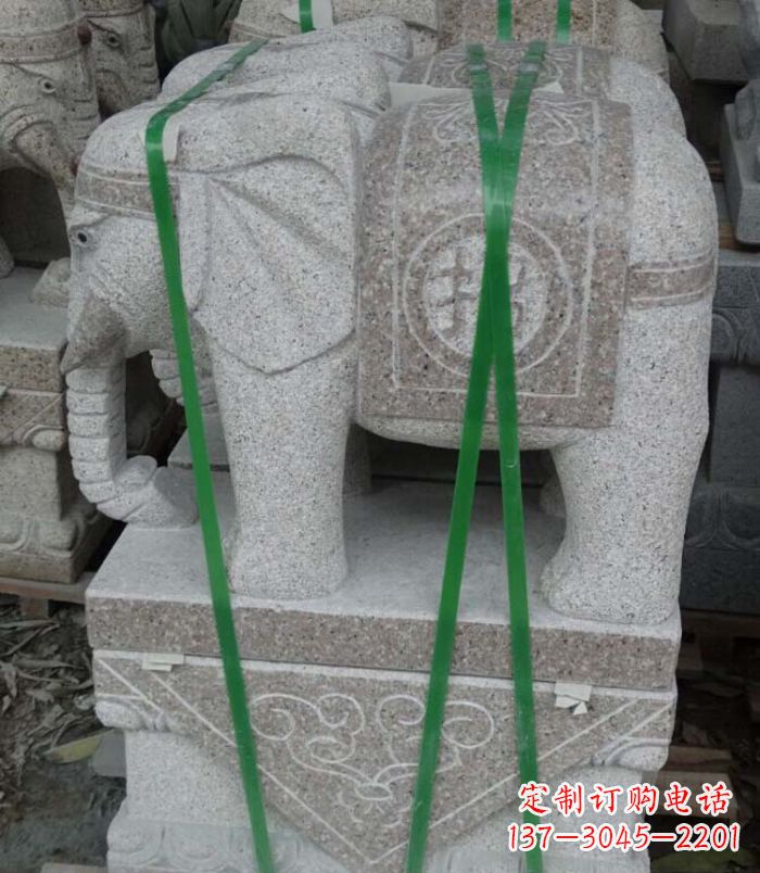 益阳招财进宝芝麻灰大象石雕 (4)