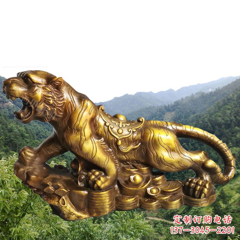 益阳招财老虎漆金12生肖动物雕塑