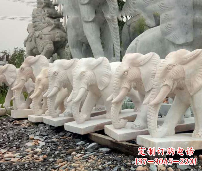 益阳招财晚霞红大象石雕 (3)