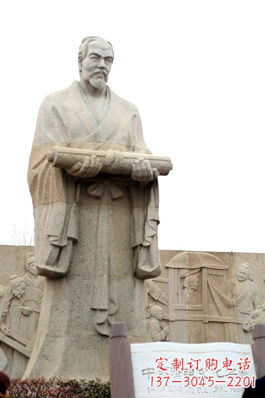 益阳中国历史名人北宋绘画大师清明上河图画家张择端汉白玉石雕像