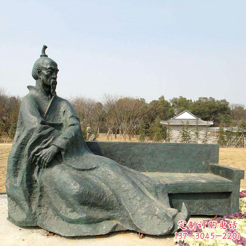 益阳中国明末清初知名画家八大山人(朱耷)雕塑塑像-公园历史名人铜雕像