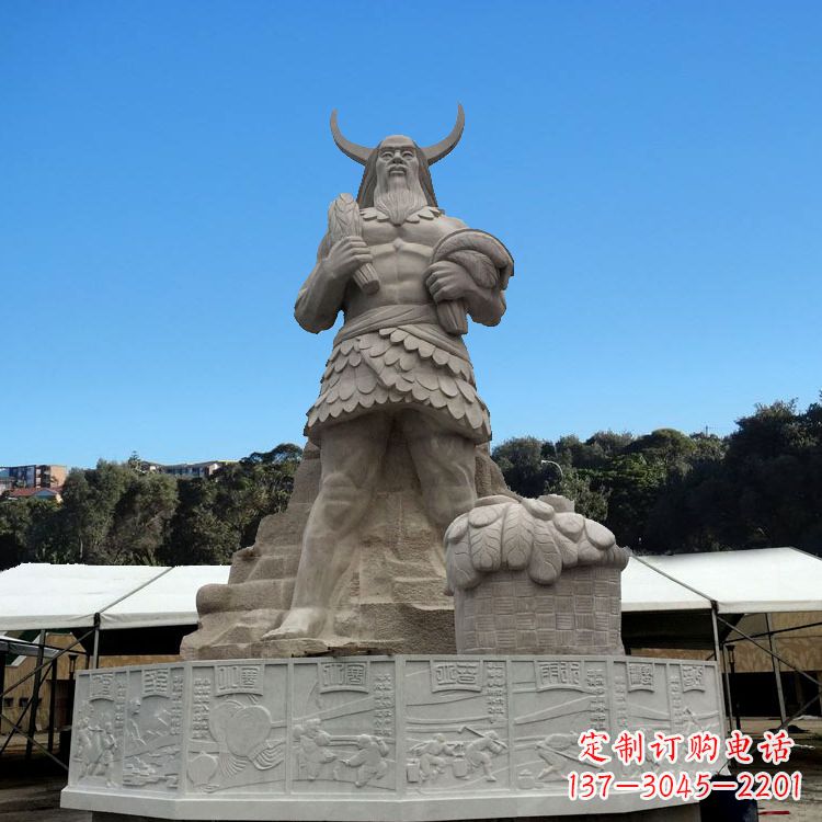 益阳中国上古人物人文初祖汉白玉神农雕像