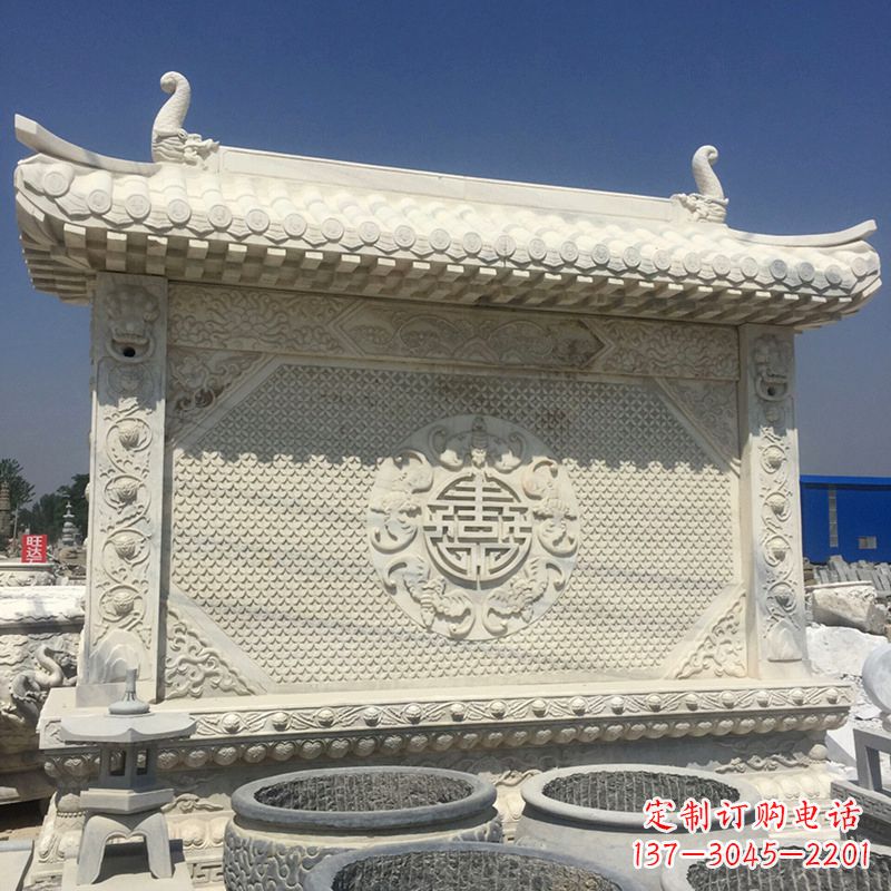 益阳中式庭院影壁石雕-中国古建大门萧墙
