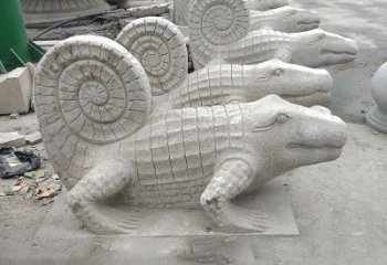 益阳园林水池水景鳄鱼砂岩喷水雕塑