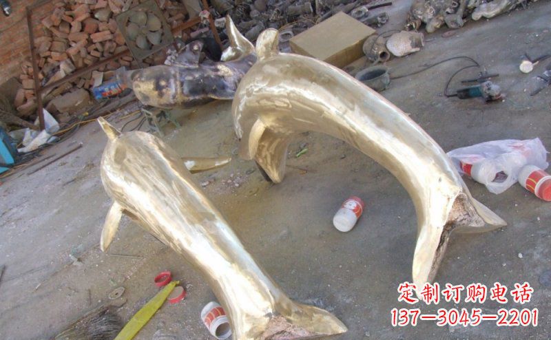 益阳铸铜海豚公园动物铜雕