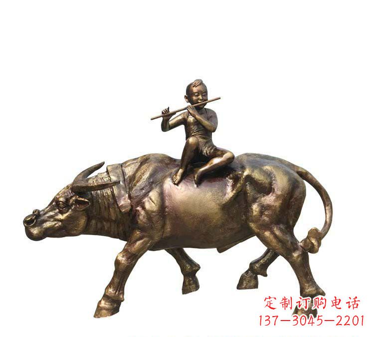 益阳铸铜牧童牛雕塑
