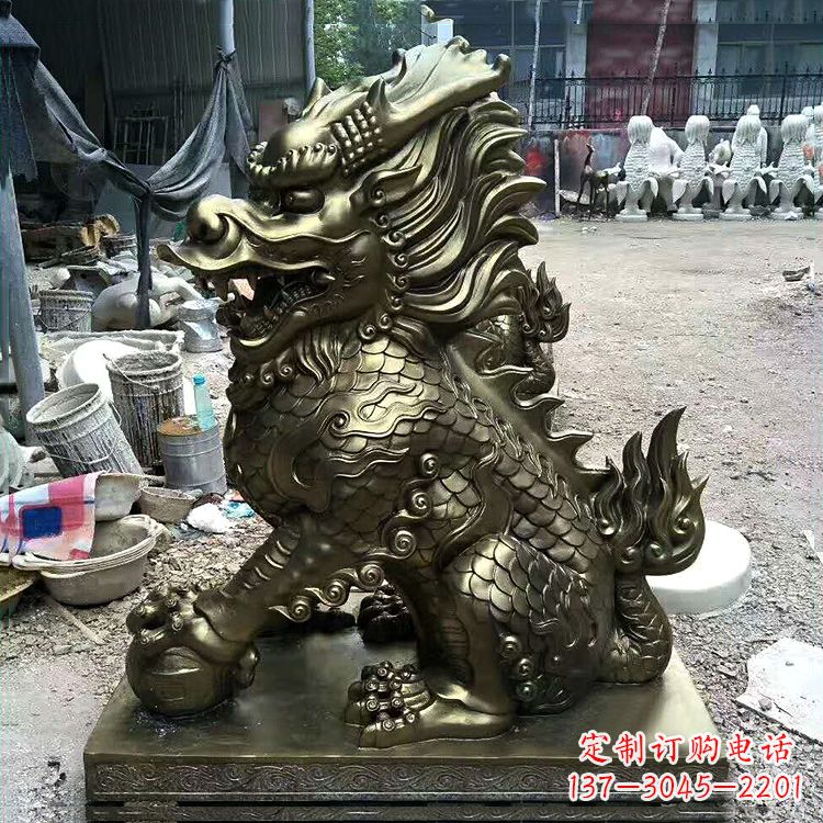 益阳铸铜麒麟雕塑