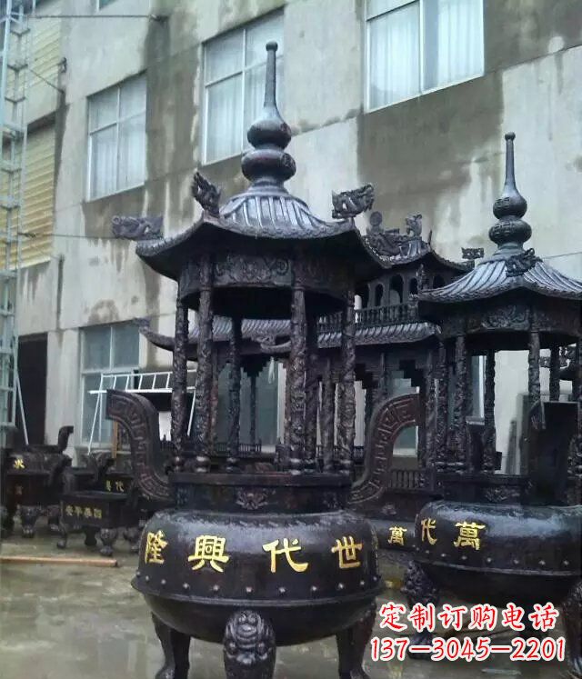 益阳铸铜寺庙香炉铜雕 (3)