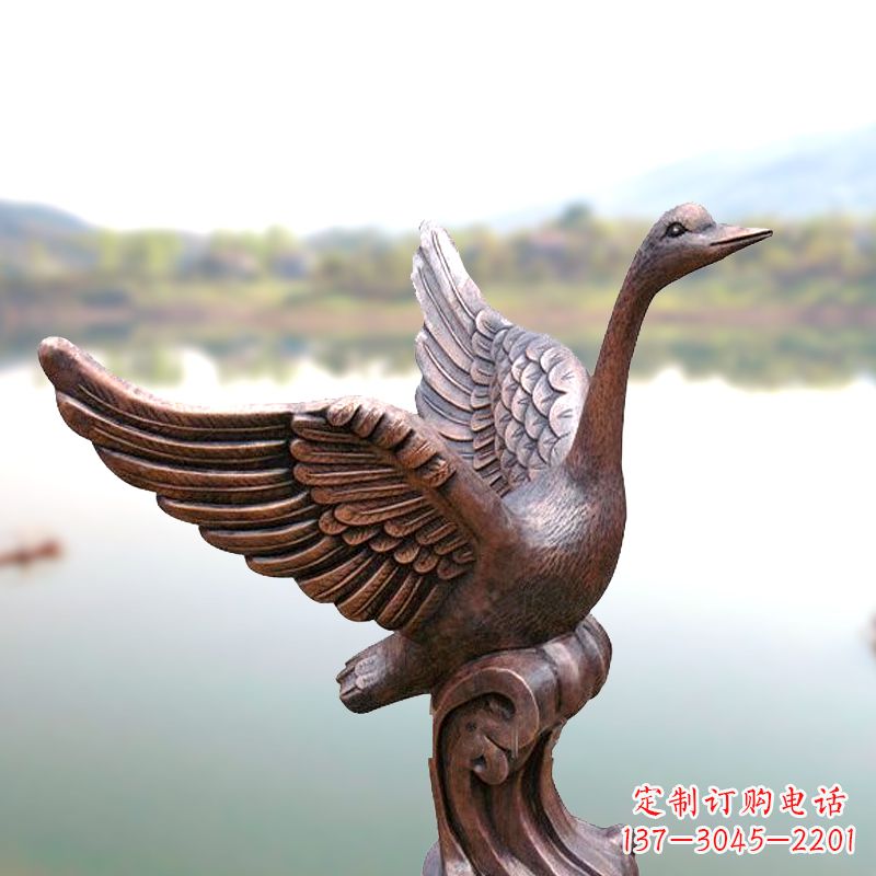 益阳铸铜天鹅景观摆件