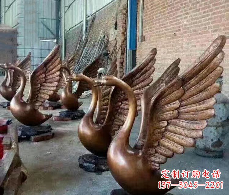 益阳铸铜天鹅喷水动物喷泉雕塑