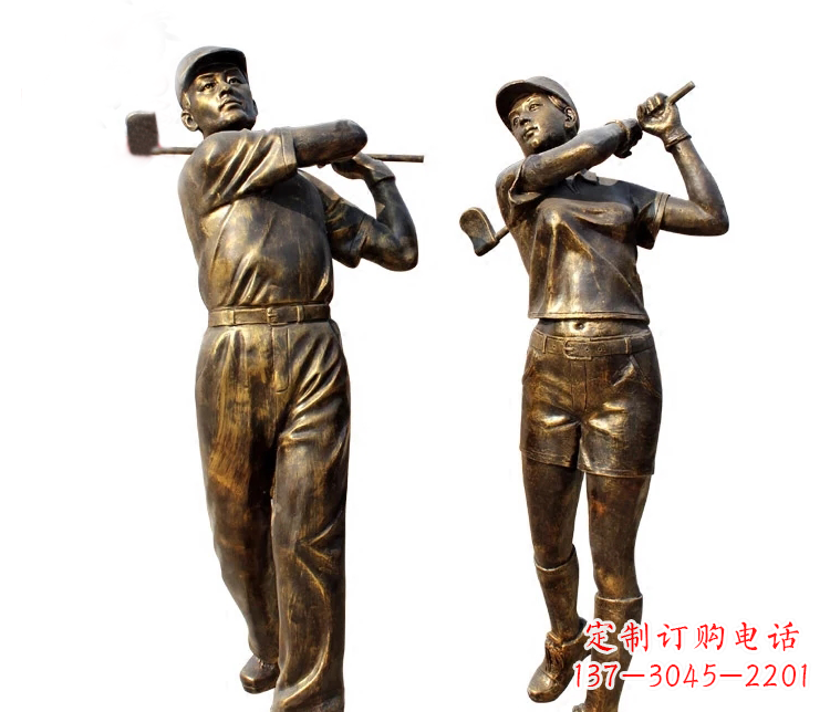 益阳公园打高尔夫人物铜雕