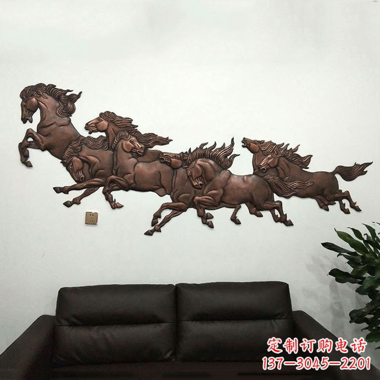 益阳紫铜马儿浮雕装饰画