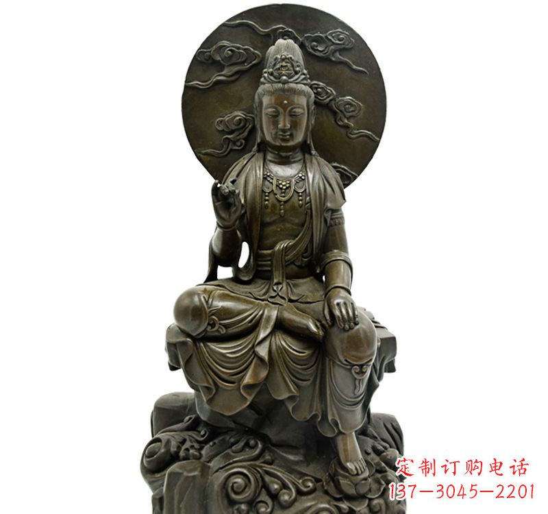 益阳自在观音菩萨仿古铜雕佛像