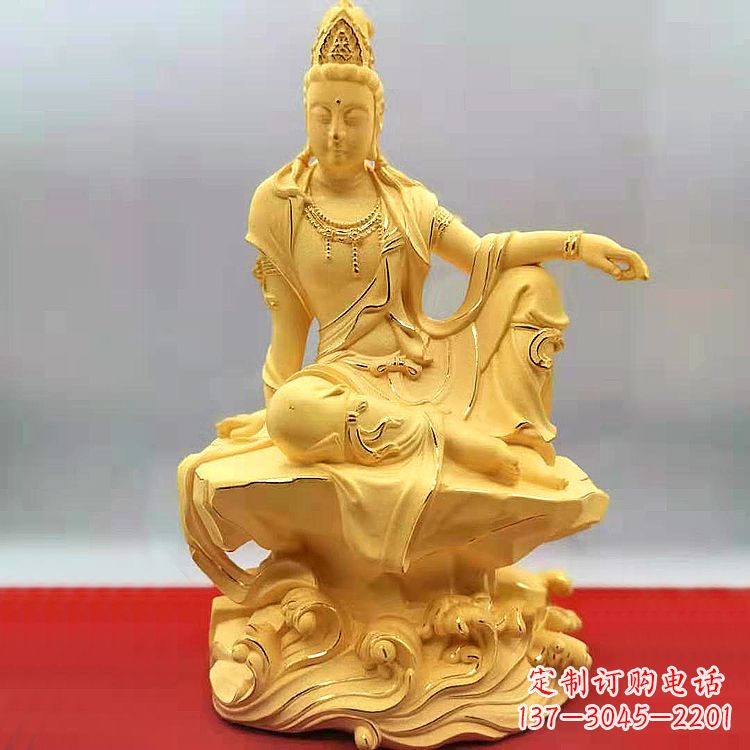 益阳自在观音纯铜镀金雕塑