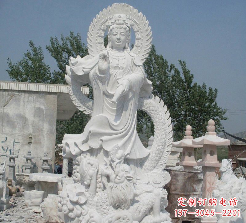 益阳宗教庙宇乘龙观音石雕