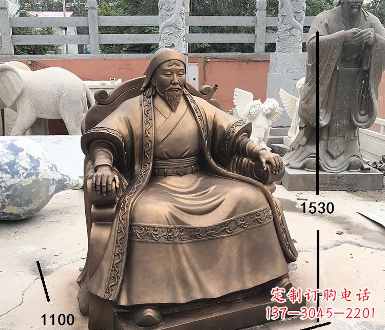 益阳坐式成吉思汗铜雕 (2)
