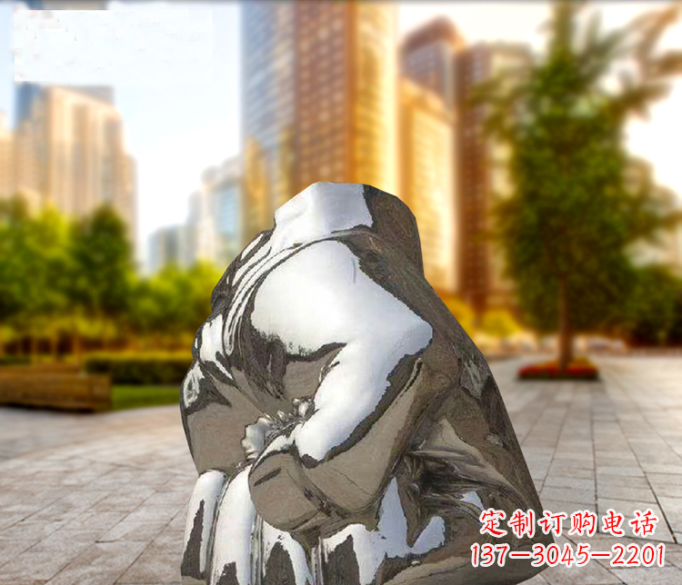 益阳小区不锈钢拳头景观雕塑