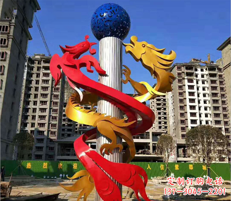 益阳小区龙柱景观不锈钢