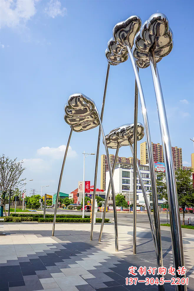 益阳荷叶雕塑-广场不锈钢抽象艺术荷叶雕塑