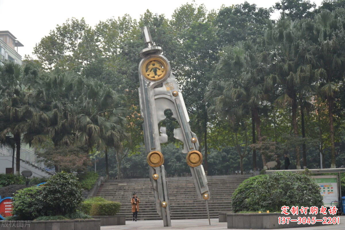 益阳圆规雕塑-不锈钢广场创意圆规雕塑